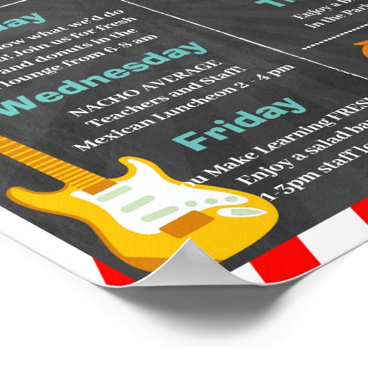 Rock Star Teacher en Personeel Waardering Week Poster (Hoek)