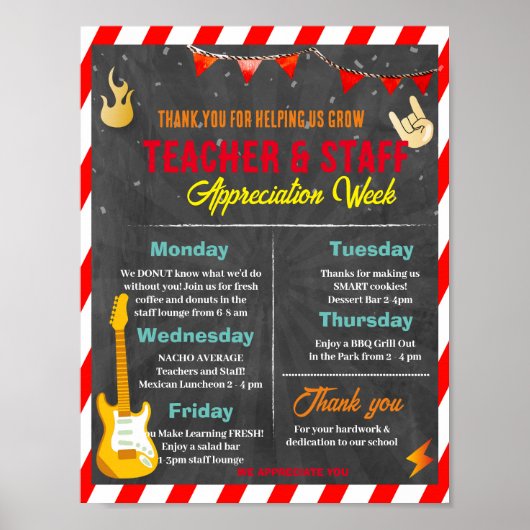 Rock Star Teacher en Personeel Waardering Week Poster (Voorkant)