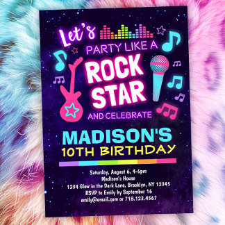 Rock Star Thema Verjaardagsfeest Kaart
