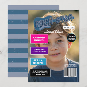 Rock Star Tijdschrift Cover Foto Verjaardagsfeestj Kaart