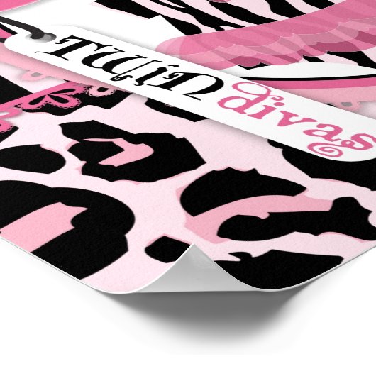 Rock Star Tutu Baby shower Banner voor Twin Girls Poster (Hoek)