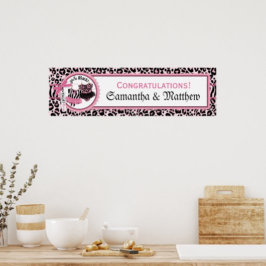 Rock Star Tutu Baby shower Banner voor Twin Girls Poster (Keuken)