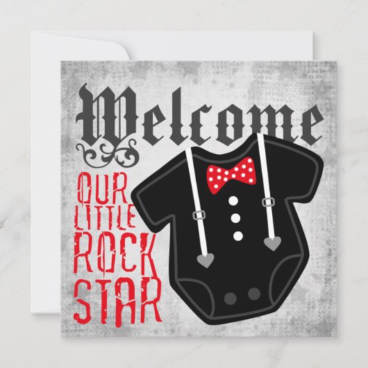 Rock Star Tux Birth Announements Aankondiging (Voorkant)