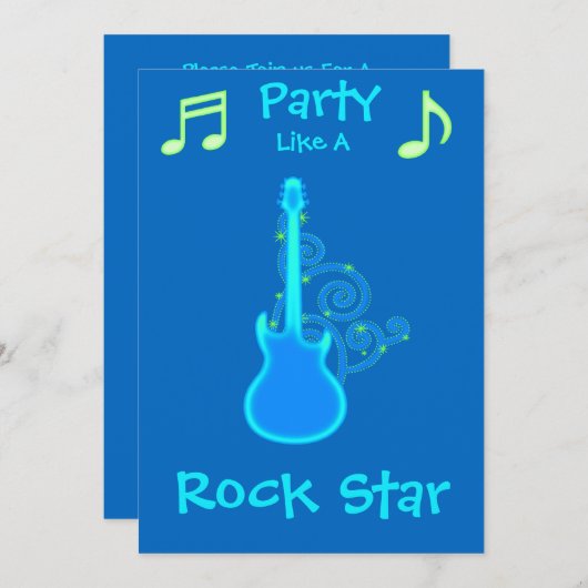 Rock Star-uitnodigingen Kaart (Voorkant / Achterkant)