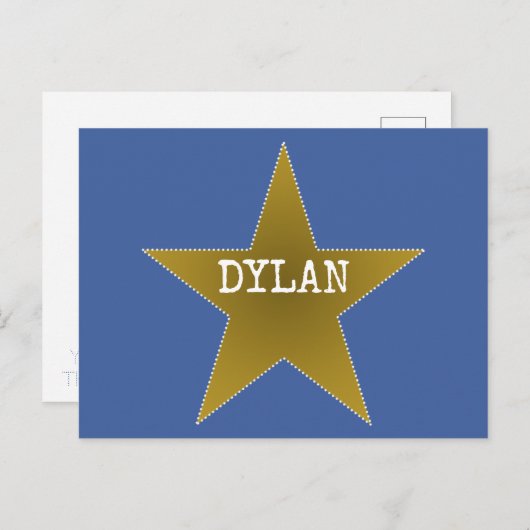 Rock Star Verjaardag Bedankt Briefkaart Blue Gold (Voorkant / Achterkant)