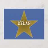 Rock Star Verjaardag Bedankt Briefkaart Blue Gold (Voorkant)