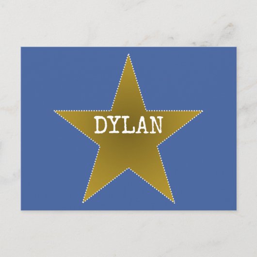 Rock Star Verjaardag Bedankt Briefkaart Blue Gold (Voorkant)