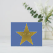 Rock Star Verjaardag Bedankt Briefkaart Blue Gold (Staand voorkant)