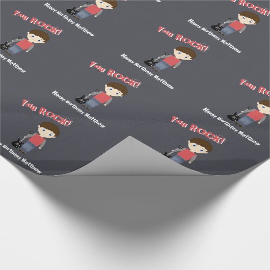 Rock Star Verjaardag Jongen Cadeaupapier (Hoek)