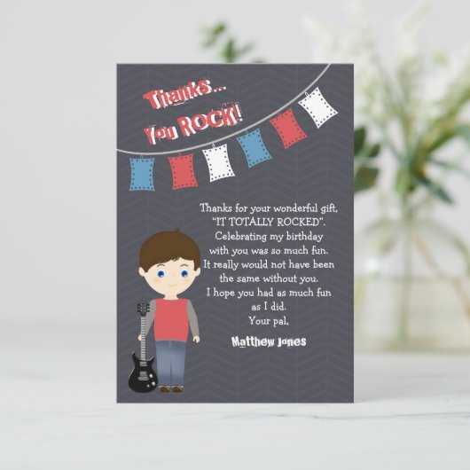 Rock Star Verjaardag Jongen Kaart (Staand voorkant)