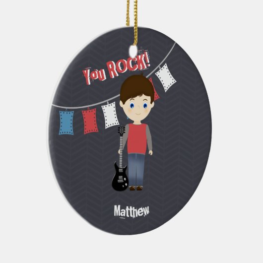 Rock Star Verjaardag Jongen Keramisch Ornament (Rechts)