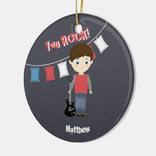 Rock Star Verjaardag Jongen Keramisch Ornament (Links)