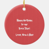 Rock Star Verjaardag Jongen Keramisch Ornament (Achterkant)