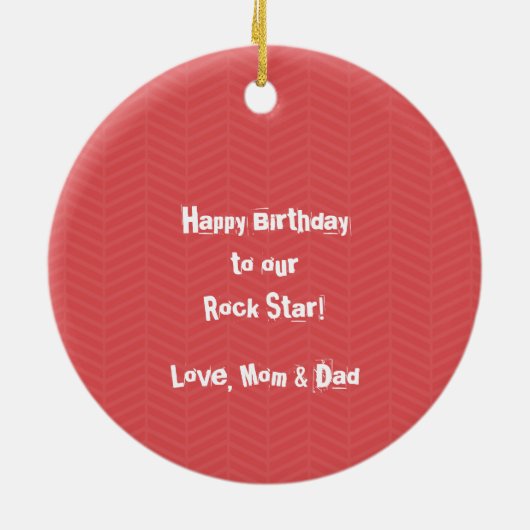 Rock Star Verjaardag Jongen Keramisch Ornament (Achterkant)