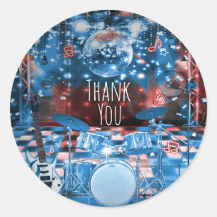 ROCK STAR Verjaardag Musical Dance Party Favor Ronde Sticker