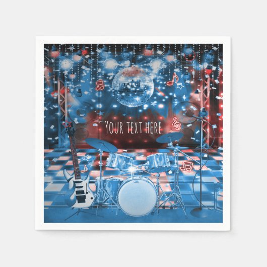 ROCK STAR Verjaardag Musical Dance Party Servetten (Voorkant)