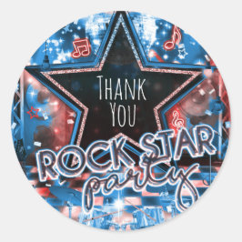 ROCK STAR Verjaardag Muzikale Dansfeest Favoriet Ronde Sticker