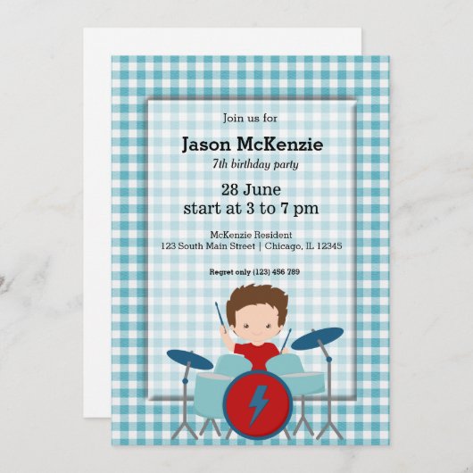 Rock Star verjaarfeest Kaart (Voorkant / Achterkant)