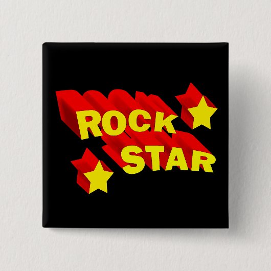 Rock Star Vierkante Button 5,1 Cm (Voorkant)