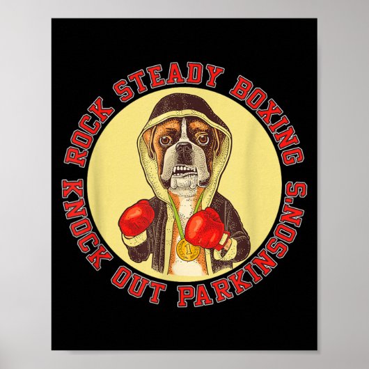 Rock Steady Boksen Parkinsons - Boks Hond met Rood Poster (Voorkant)