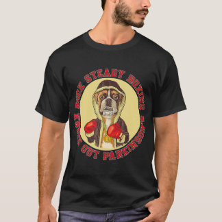 Rock Steady boxing Parkinsons Boxer Dog met rood T-shirt