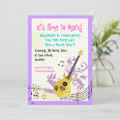 Rock ster girly elektrische gitaar verjaardag kaart (Staand voorkant)