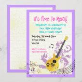 Rock ster girly elektrische gitaar verjaardag kaart (Voorkant / Achterkant)