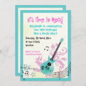 Rock ster girly elektrische gitaar verjaardag kaart (Voorkant / Achterkant)