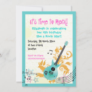 Rock ster girly elektrische gitaar verjaardag kaart