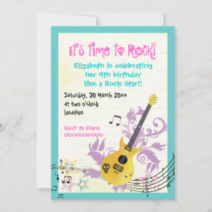Rock ster girly elektrische gitaar verjaardag kaart