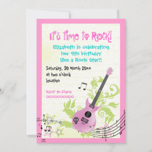 Rock ster girly elektrische gitaar verjaardag kaart