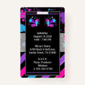 Rock ster Verjaardag Party VIP Pass Uitnodigingsba Badge (Achterkant)