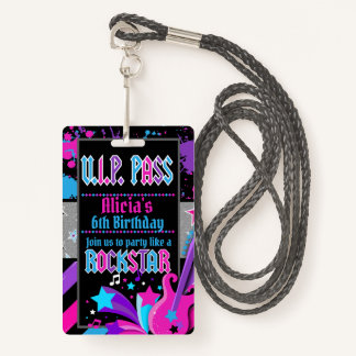 Rock ster Verjaardag Party VIP Pass Uitnodigingsba Badge