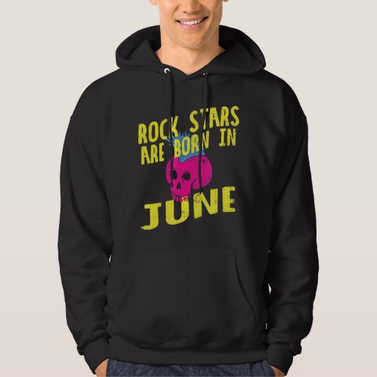 Rock sterren worden geboren in juni voor kinderen hoodie (Voorkant)