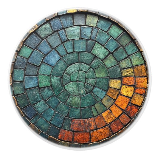 Rock Stone Pattern in Turquoise Blauw Geel Rood Keramische Knop (Voorkant)