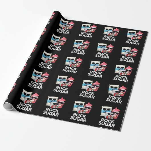 Rock Sugar Funny Food Pun Dark BG Cadeaupapier (Uitgerold)