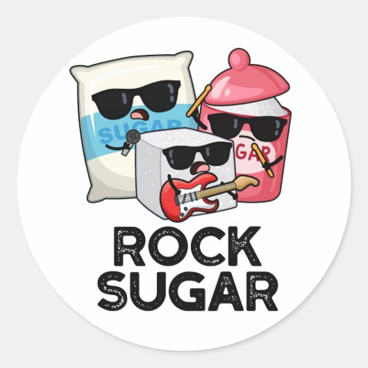 Rock Sugar Funny Food Pun Ronde Sticker (Voorkant)