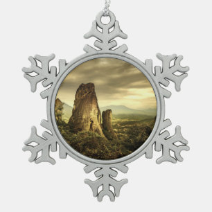 Rock Sunset in Griekenland Tin Sneeuwvlok Ornament