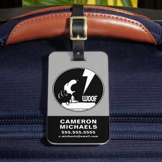 Rock T - shirts | Snoopy Howling | Jouw namen toev Bagagelabel (Voorkant Insitu 2)