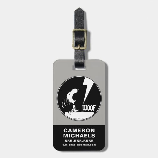 Rock T - shirts | Snoopy Howling | Jouw namen toev Bagagelabel (Voorkant verticaal)