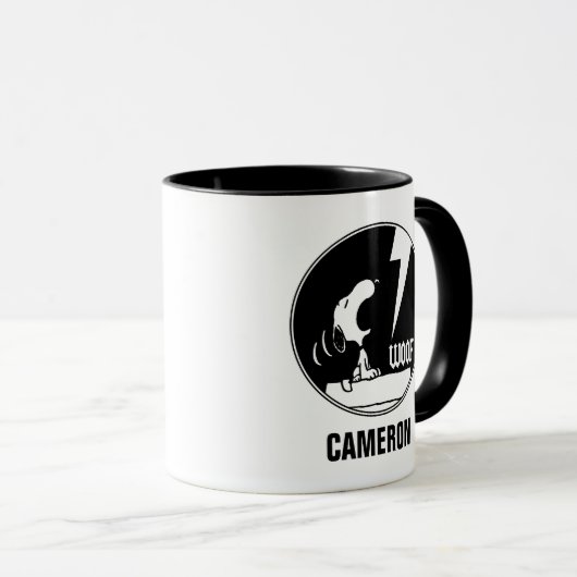 Rock T - shirts | Snoopy Howling | Jouw namen toev Mok (Voorkant rechts)