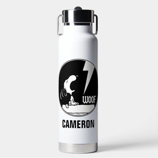 Rock T - shirts | Snoopy Howling | Jouw namen toev Waterfles (Voorkant)