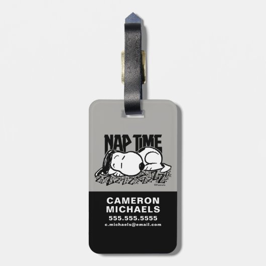 Rock T - shirts | Snoopy NAP tijd | Jouw namen toe Bagagelabel (Achterkant verticaal)