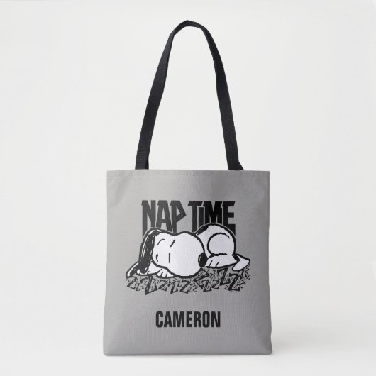 Rock T - shirts | Snoopy NAP tijd | Jouw namen toe Tote Bag (Voorkant)
