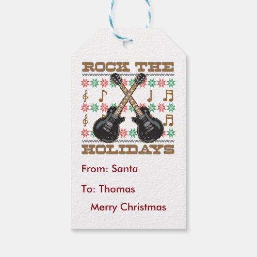 Rock The Feestdagen Guitar Ugly KerstSweater Cadeaulabel (Achterkant)