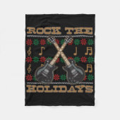 Rock The Feestdagen Guitar Ugly KerstSweater Fleece Deken (Voorkant)