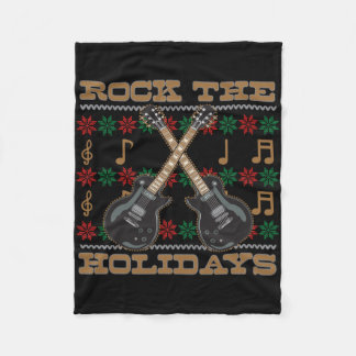 Rock The Feestdagen Guitar Ugly KerstSweater Fleece Deken