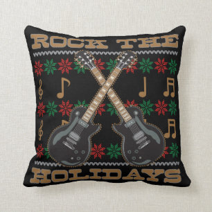 Rock The Feestdagen Guitar Ugly KerstSweater Kussen