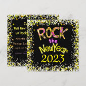 Rock the New Year Fun Rockin' Party Kaart (Voorkant / Achterkant)
