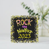 Rock the New Year Fun Rockin' Party Kaart (Staand voorkant)